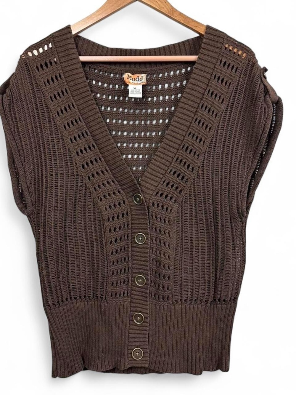 Mudd y2k vintage brown knit cardigan vest women’s xl